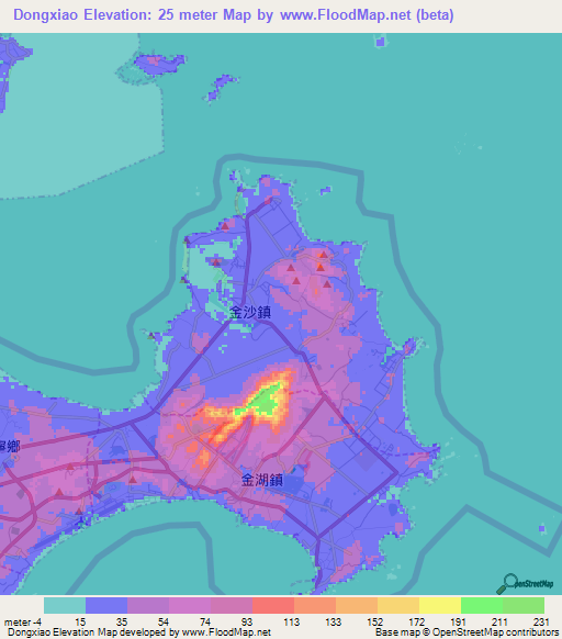 Dongxiao,Taiwan Elevation Map