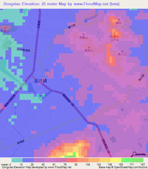 Dongxiao,Taiwan Elevation Map