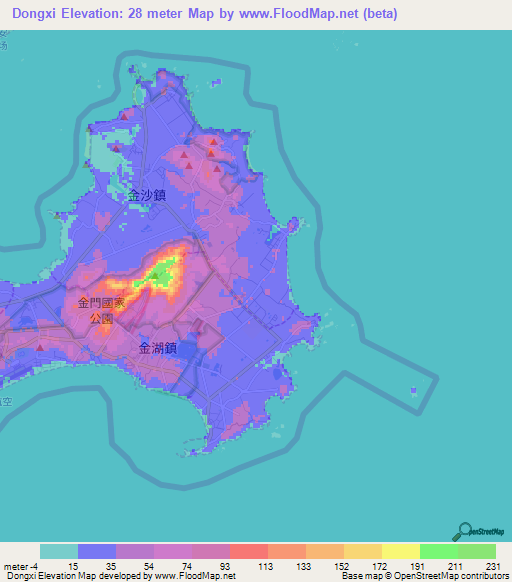 Dongxi,Taiwan Elevation Map