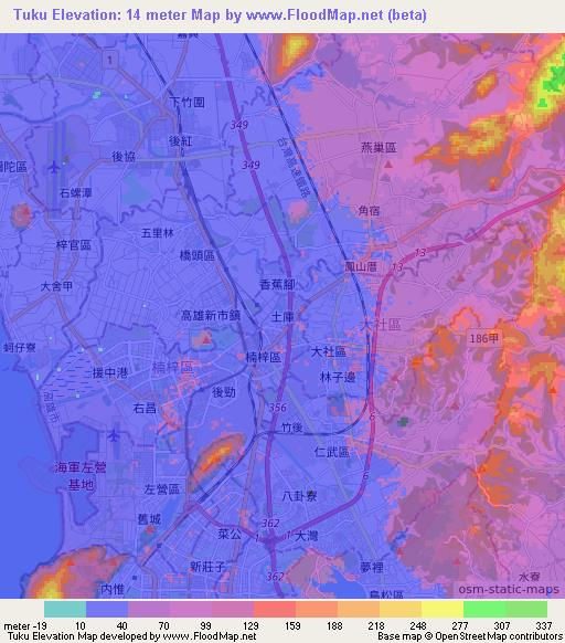 Tuku,Taiwan Elevation Map