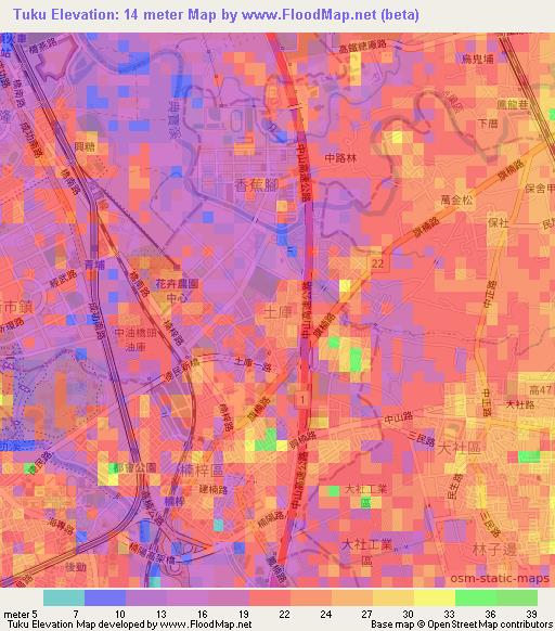 Tuku,Taiwan Elevation Map