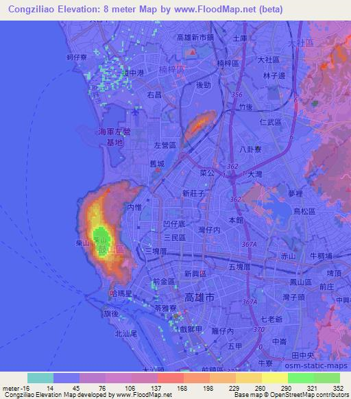 Congziliao,Taiwan Elevation Map