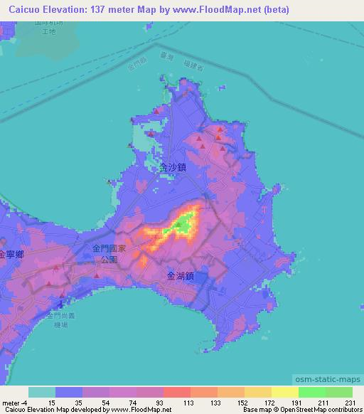 Caicuo,Taiwan Elevation Map
