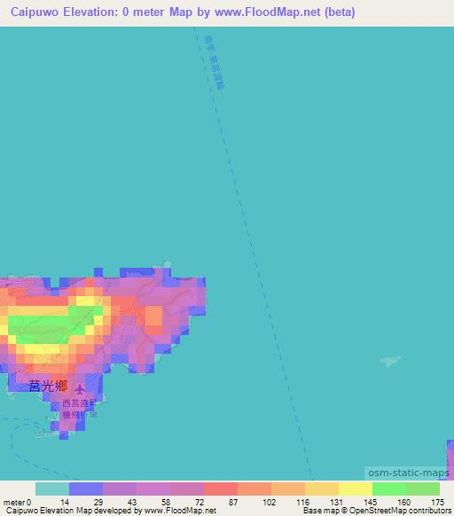 Caipuwo,Taiwan Elevation Map