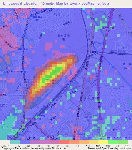 Dingwuguai,Taiwan Elevation Map