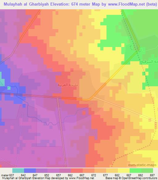 Mulayhah al Gharbiyah,Syria Elevation Map