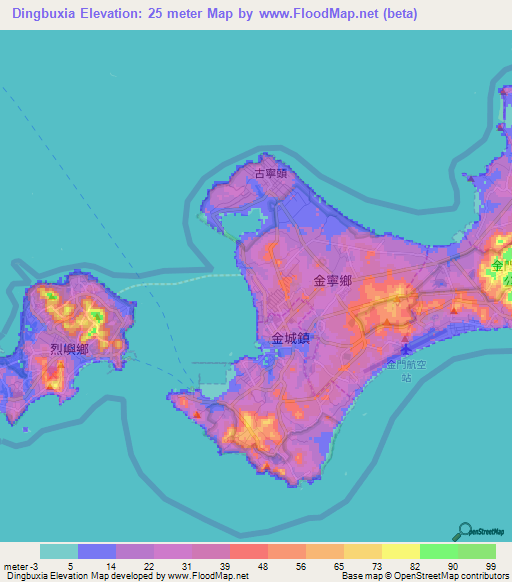 Dingbuxia,Taiwan Elevation Map