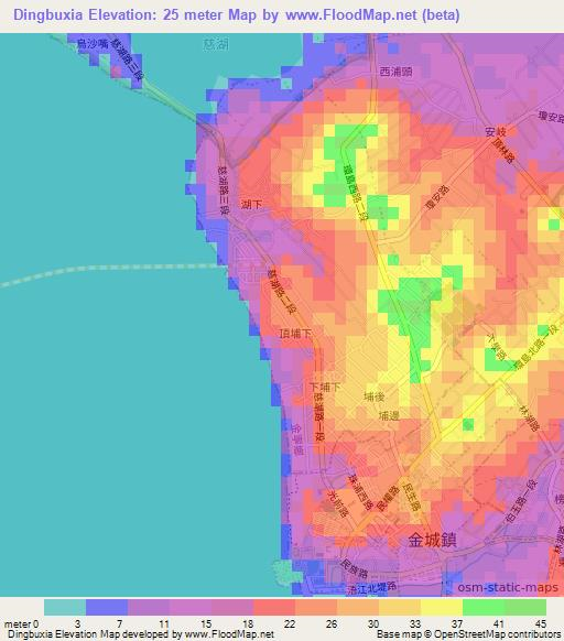 Dingbuxia,Taiwan Elevation Map