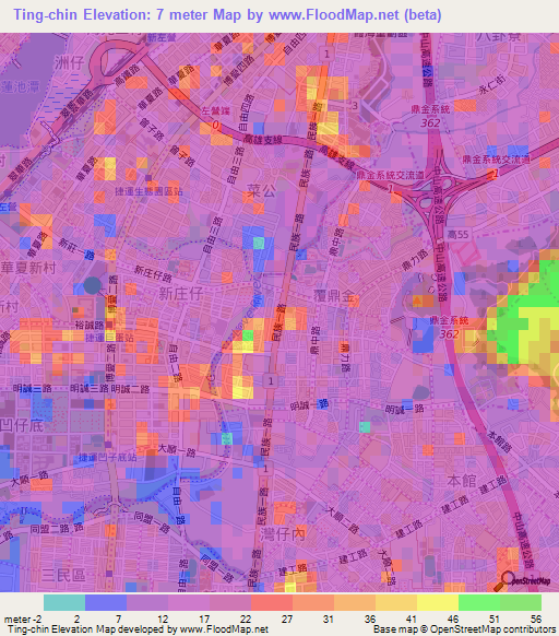 Ting-chin,Taiwan Elevation Map