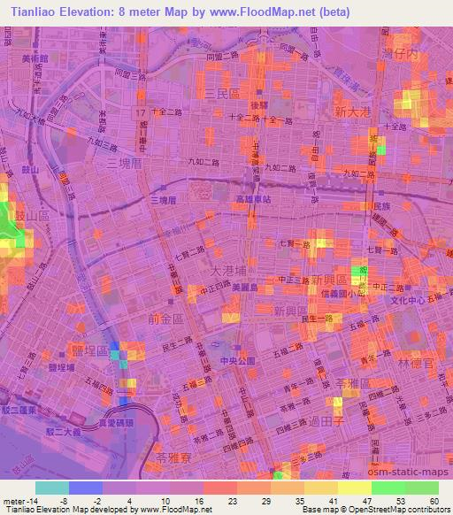 Tianliao,Taiwan Elevation Map
