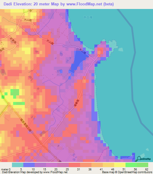 Dadi,Taiwan Elevation Map