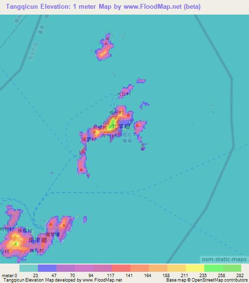Tangqicun,Taiwan Elevation Map