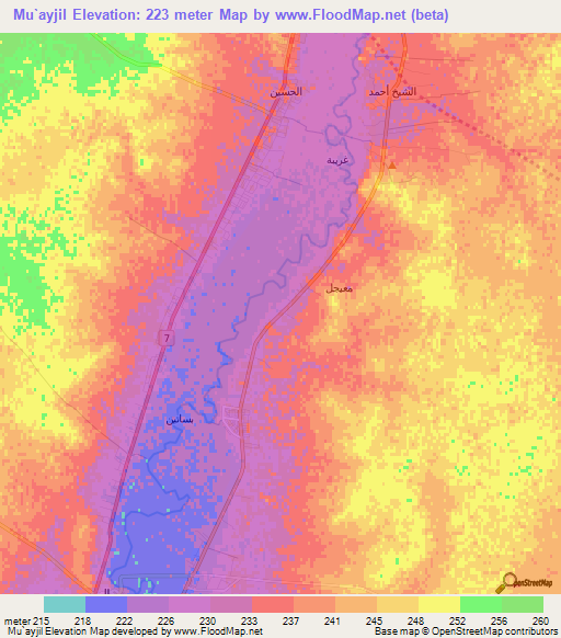 Mu`ayjil,Syria Elevation Map