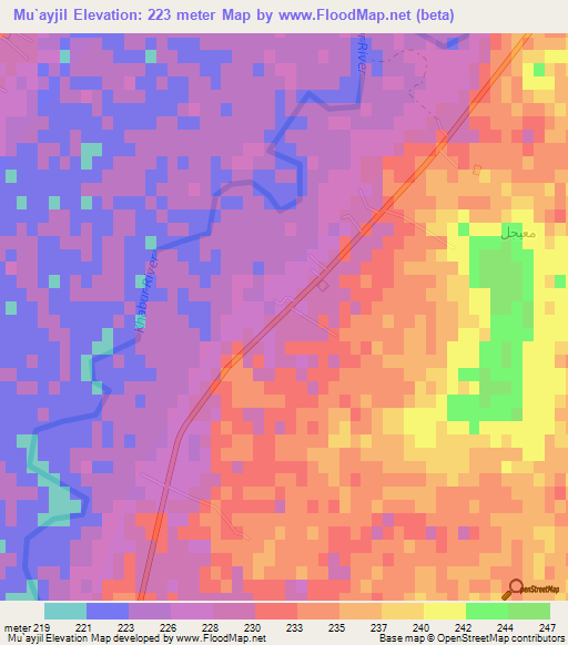 Mu`ayjil,Syria Elevation Map