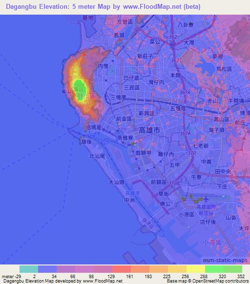 Dagangbu,Taiwan Elevation Map