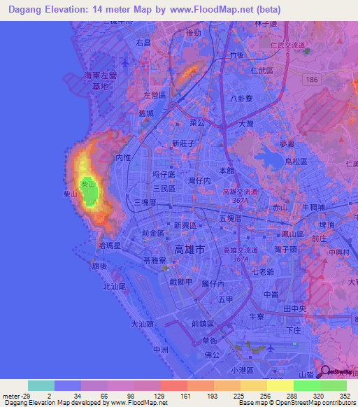 Dagang,Taiwan Elevation Map