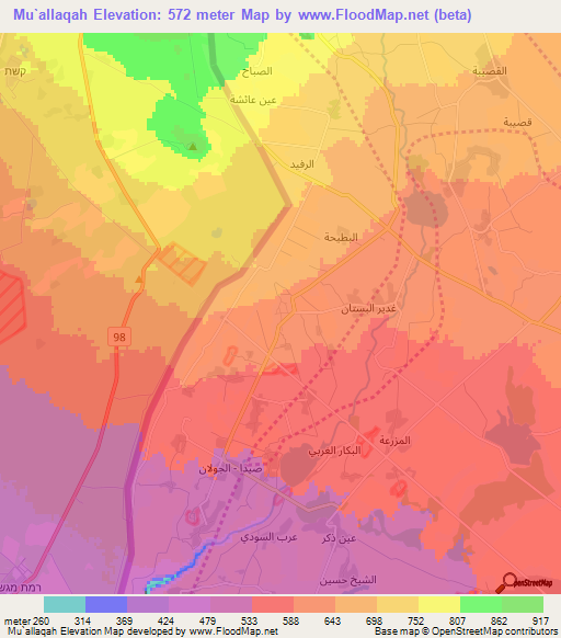Mu`allaqah,Syria Elevation Map