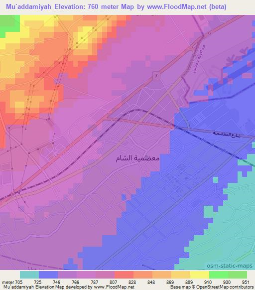 Mu`addamiyah,Syria Elevation Map