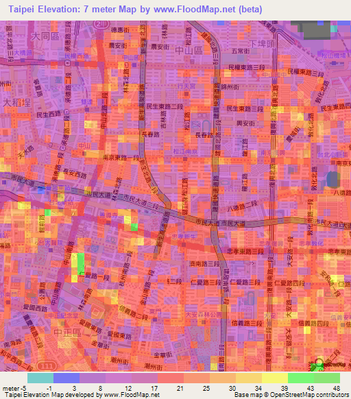 Taipei,Taiwan Elevation Map