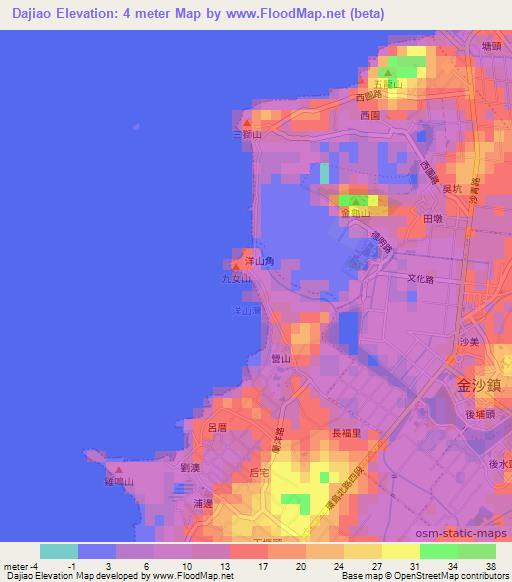 Dajiao,Taiwan Elevation Map