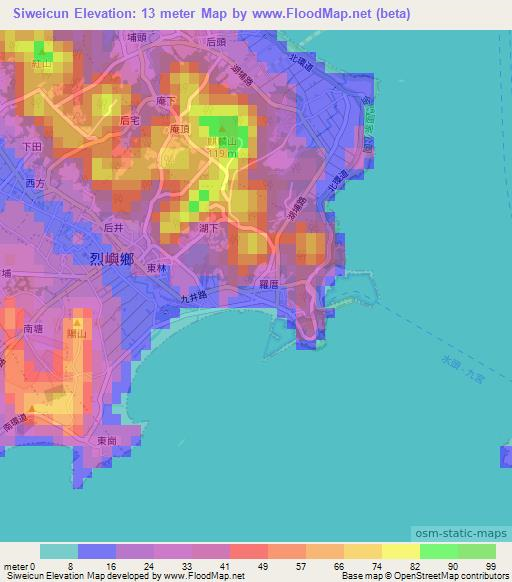 Siweicun,Taiwan Elevation Map