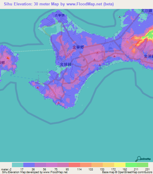 Sihu,Taiwan Elevation Map