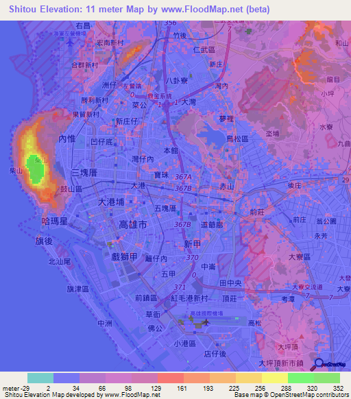 Shitou,Taiwan Elevation Map