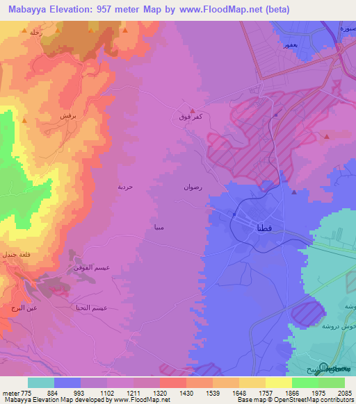 Mabayya,Syria Elevation Map