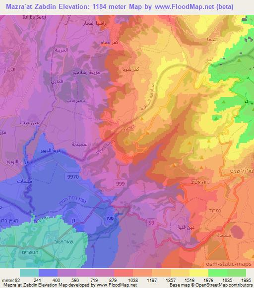 Mazra`at Zabdin,Syria Elevation Map