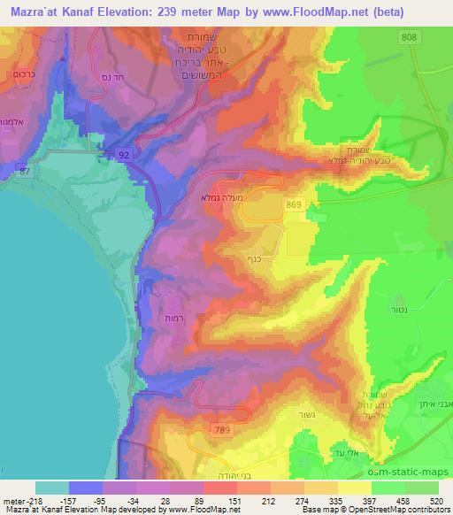 Mazra`at Kanaf,Syria Elevation Map