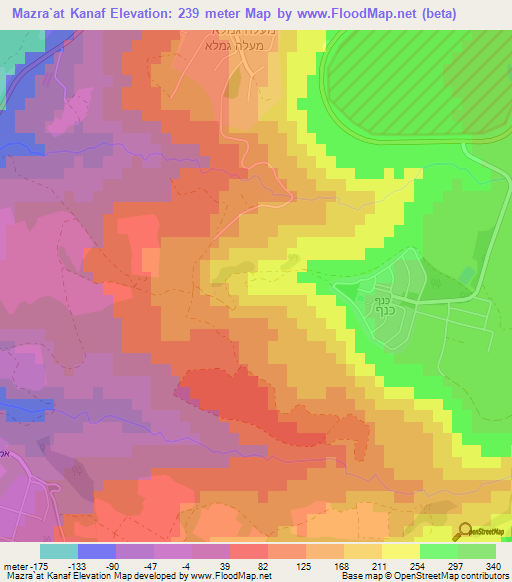 Mazra`at Kanaf,Syria Elevation Map