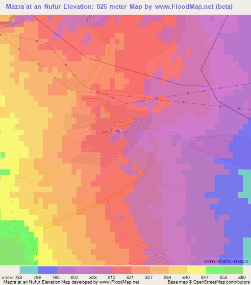 Mazra`at an Nufur,Syria Elevation Map