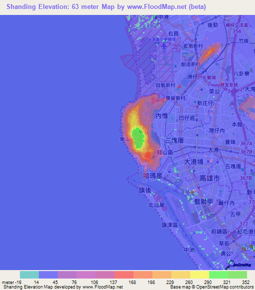 Shanding,Taiwan Elevation Map