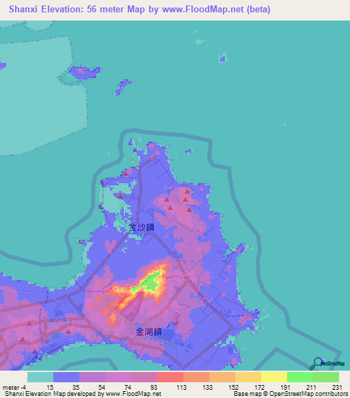 Shanxi,Taiwan Elevation Map