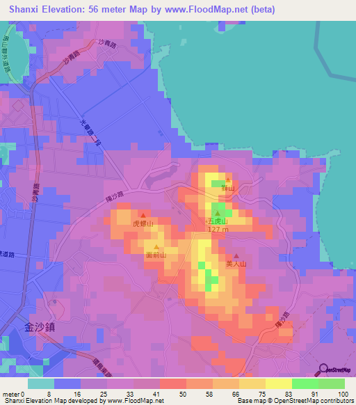 Shanxi,Taiwan Elevation Map