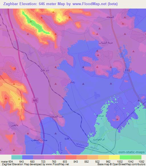 Zaghbar,Syria Elevation Map
