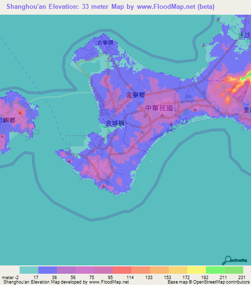 Shanghou'an,Taiwan Elevation Map
