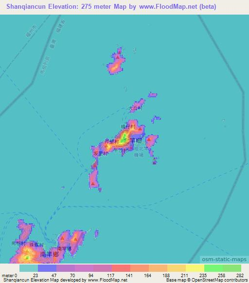 Shanqiancun,Taiwan Elevation Map