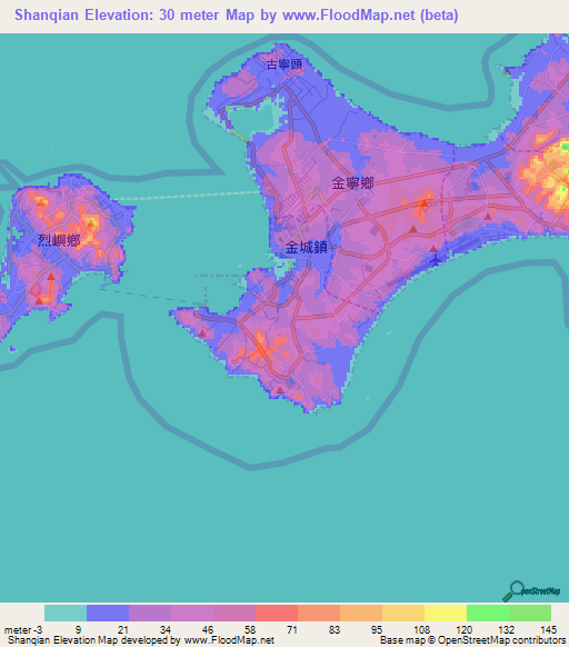 Shanqian,Taiwan Elevation Map