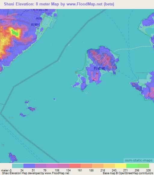 Shaxi,Taiwan Elevation Map