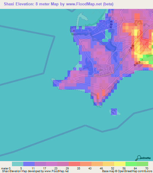Shaxi,Taiwan Elevation Map