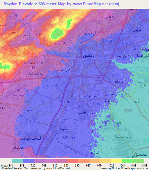 Maydan,Syria Elevation Map