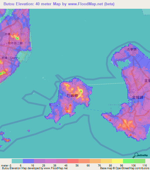Butou,Taiwan Elevation Map
