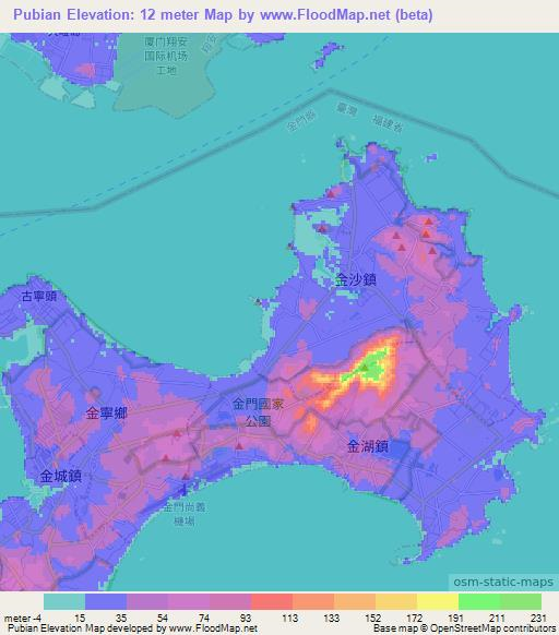 Pubian,Taiwan Elevation Map