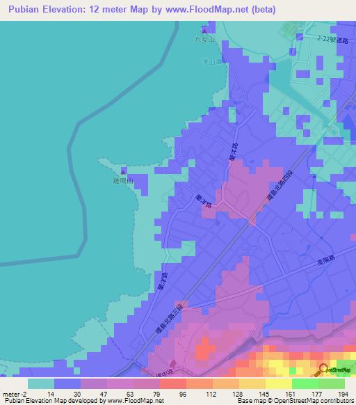 Pubian,Taiwan Elevation Map