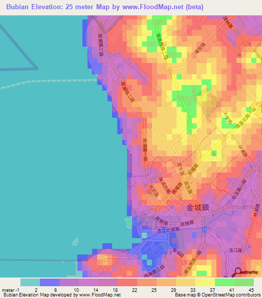 Bubian,Taiwan Elevation Map