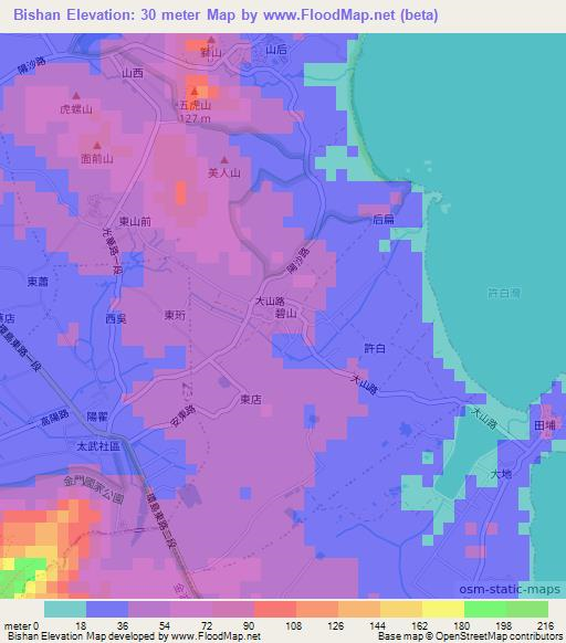 Bishan,Taiwan Elevation Map