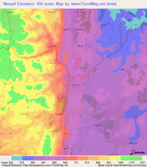Masyaf,Syria Elevation Map