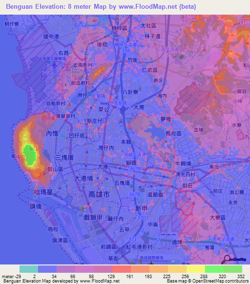 Benguan,Taiwan Elevation Map