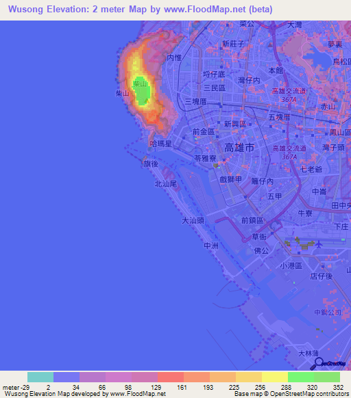 Wusong,Taiwan Elevation Map
